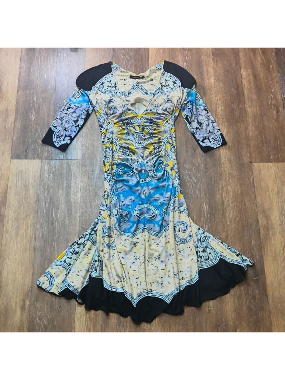 Roberto Cavalli - V Neck - Luxery Vintage 3/4 Sleeve Dress - Size 40 - Rare - Picture 9 of 13